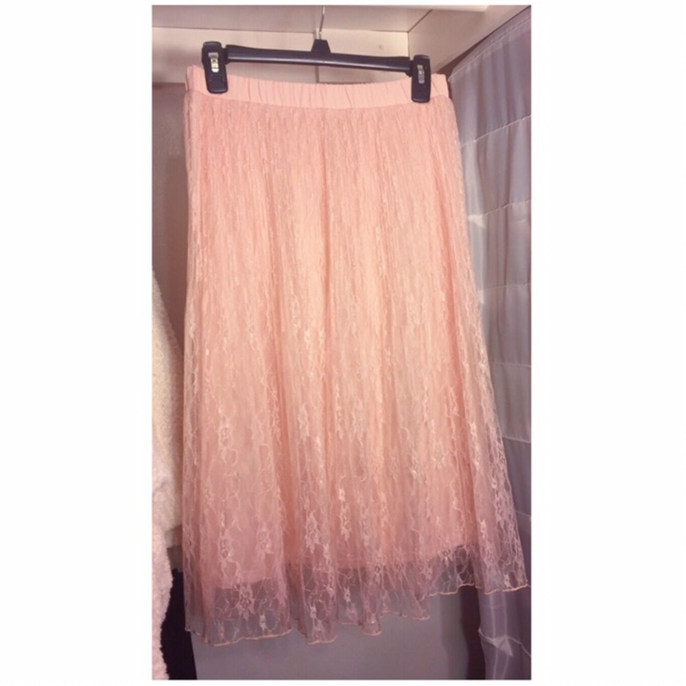 Blush Pink Lace LC Lauren Conrad Midi-Skirt